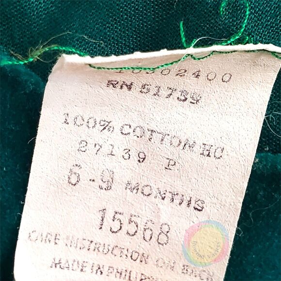 Vintage Cradle Togs Teal Velvet Elephant Romper 6-9M - Picture 9 of 12